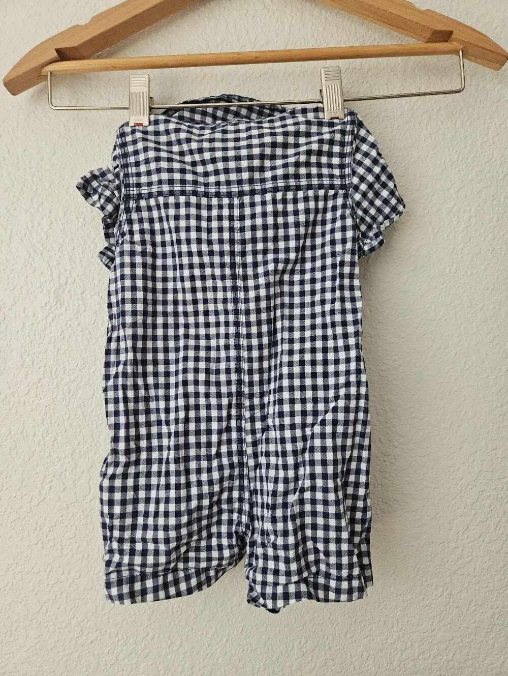 baby gap gingham short sleeve button down romper, 3-6 months